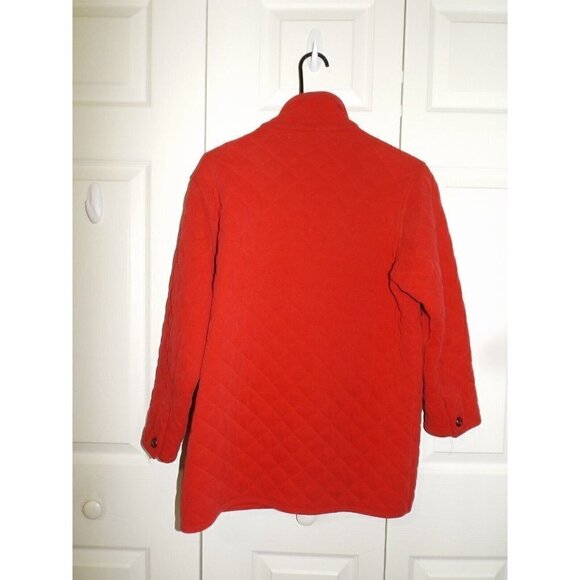 Talbots Petites PP Red Quilted Cotton Jacket Pockets Button Up - Picture 3 of 9
